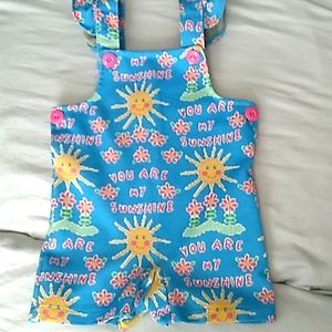 Vintage 60s 70s girls short overall romper